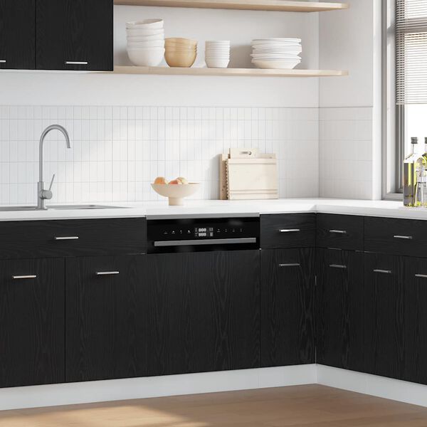 vidaXL Dishwasher Panel Lyon Black Oak 60x1.5x67 cm Engineered Wood