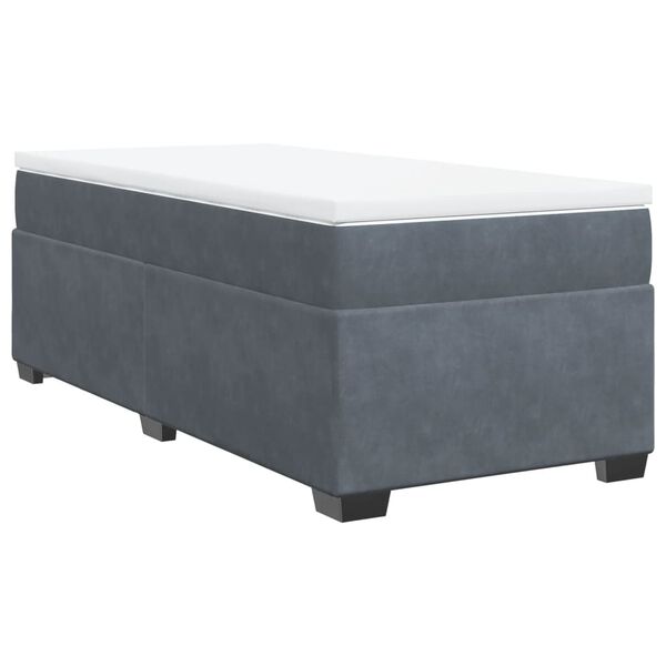 vidaXL Box Spring Bed with Mattress Dark Grey King Single Velvet