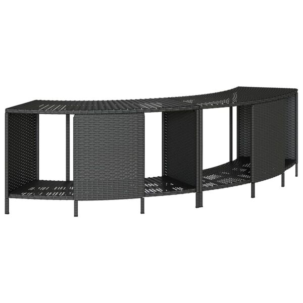 vidaXL Storage Shelves for Hot Tub 2 pcs Black Poly Rattan