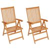 vidaXL Garden Chairs 2 pcs with Cream Cushions Solid Teak Wood