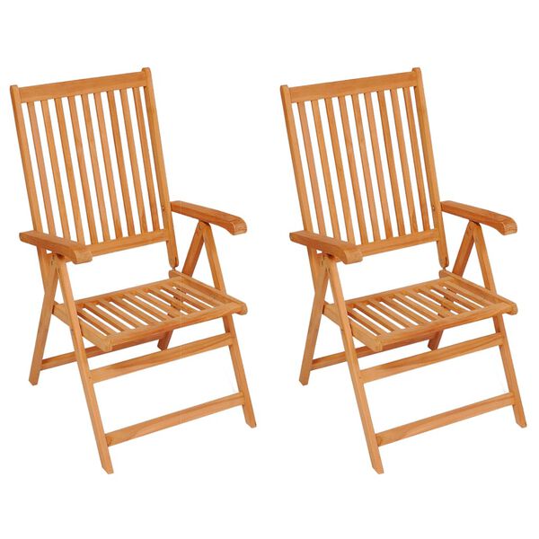 vidaXL Garden Chairs 2 pcs with Cream Cushions Solid Teak Wood