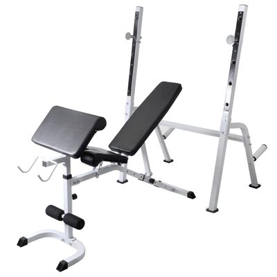 vidaXL Workout Bench with Weight Rack, Barbell and Dumbbell Set 30.5kg