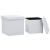 vidaXL Folding Storage Stools 2 pcs White Faux Leather
