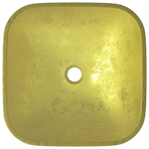 vidaXL Basin Glass 42x42x14 cm Gold