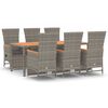 vidaXL 7 Piece Garden Dining Set with Cushions Grey Poly Rattan