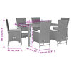 vidaXL 7 Piece Garden Dining Set with Cushions Black Poly Rattan