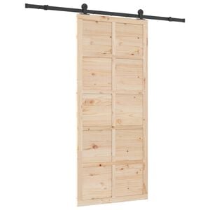 vidaXL Sliding Door 90 x 208 cm Solid Pine Wood Natural