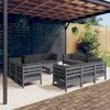 vidaXL 13 Piece Garden Lounge Set with Anthracite Cushions Pinewood