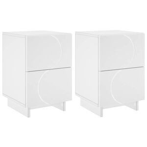vidaXL Bedside Cabinet 2 pcs White 33.5 x 34.5 x 50 cm Engineered Wood