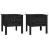 vidaXL Side Table | Set of 2 | Black | Solid Pine Wood | Small | Side Table