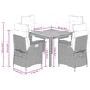 vidaXL 5 Piece Garden Dining Set with Cushions Black Poly Rattan