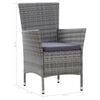 vidaXL 9 Piece Outdoor Dining Set with Cushions Poly Rattan Grey