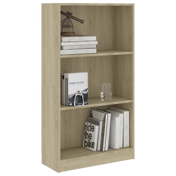 vidaXL 3-Tier Book Cabinet Sonoma Oak 60x24x109 cm Engineered Wood
