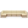 vidaXL 7 Piece Garden Lounge Set&Cushions Honey Brown Solid Pinewood