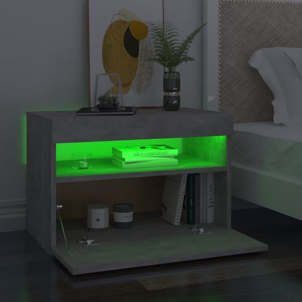 vidaXL Bedside Cabinet & LED Lights 2 pcs Concrete Grey 60x35x40 cm