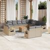 vidaXL 14 Piece Garden Sofa Set with Cushions Mix Beige Poly Rattan