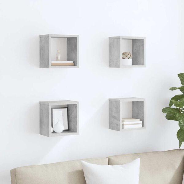 vidaXL Wall Cube Shelves 4 pcs Concrete Grey 22x15x22 cm
