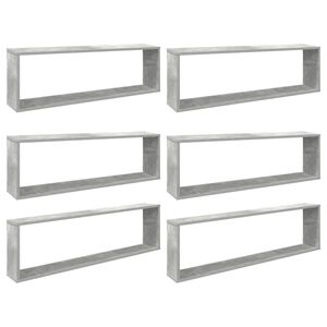 vidaXL Wall Cube Shelf 6 pcs Concrete Grey 100x15x30 cm Engineered Wood