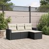 vidaXL 4 Piece Garden Sofa Set with Cushions Black Poly Rattan