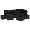 vidaXL Garden Sofa Set with Cushion 6 pcs Black Poly Rattan