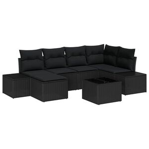 vidaXL Garden Sofa Set with Cushion 6 pcs Black Poly Rattan