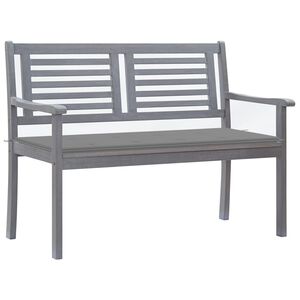 vidaXL 2-Seater Garden Bench with Cushion 120 cm Grey Eucalyptus Wood