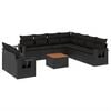 vidaXL 10 Piece Garden Sofa Set with Cushions Black Poly Rattan