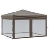 vidaXL Folding Party Tent with Sidewalls Taupe 3x3 m