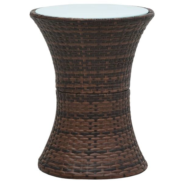 vidaXL Garden Side Table Drum Shape Brown Poly Rattan
