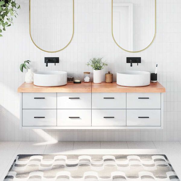 vidaXL Bathroom Countertop Light Brown 180x50x(2-6)cm Treated Solid Wood