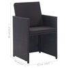 vidaXL 15 Piece Outdoor Dining Set with Cushions Poly Rattan Black