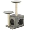 vidaXL Cat Tree | Grey | Engineered wood, carton, plush fabric, sisal rope