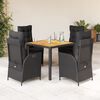 vidaXL 5 Piece Garden Dining Set with Cushions Black Poly Rattan