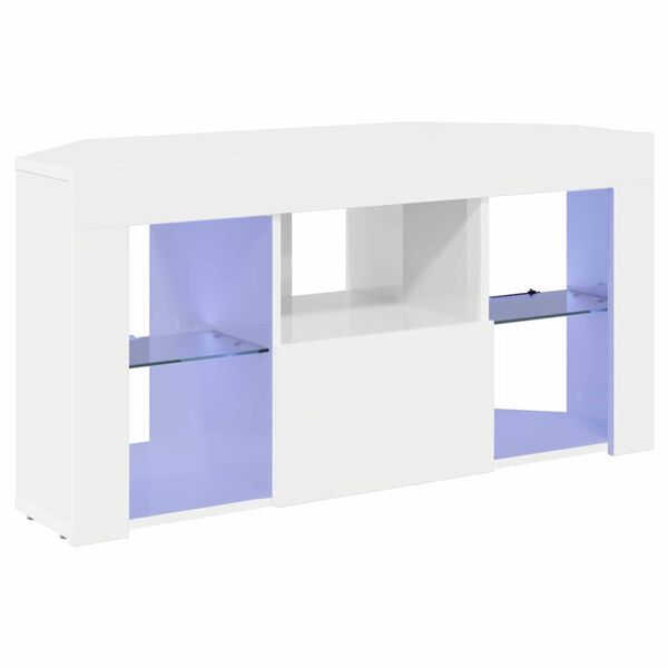 vidaXL Corner LED TV Cabinet High gloss White 100 x 40 x 50 cm