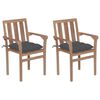 vidaXL Garden Chairs 2 pcs with Anthracite Cushions Solid Teak Wood