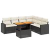 vidaXL 7 Piece Garden Sofa Set with Cushions Black Poly Rattan