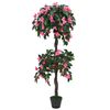 vidaXL Artificial Plant | Green and Pink | Fabric flowers | 155 cm Tall