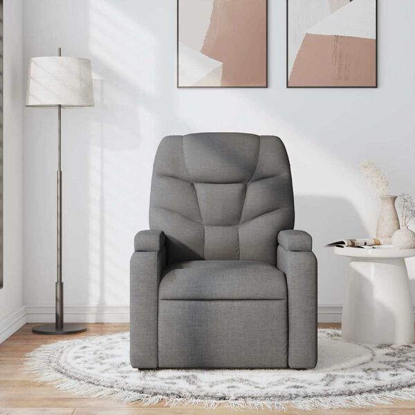 vidaXL Massage Recliner Chair Dark Grey Fabric