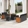 vidaXL Garden Sofa Set with Cushion with Storage Black Poly rattan