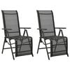 vidaXL Reclining Garden Chairs 2pcs Textilene and Aluminium Black
