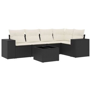 vidaXL 6 Piece Garden Sofa Set with Cushions Black Poly Rattan