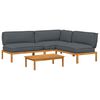 vidaXL Sofa Set with Cushion Plain 4 pcs Anthracite Solid Acacia Wood