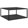 vidaXL Coffee Table | Black | Tempered glass, powder-coated steel | 80x80x35 cm