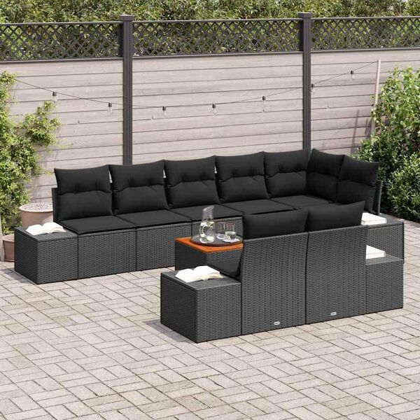 vidaXL Garden Sofa Set 9 pcs Black