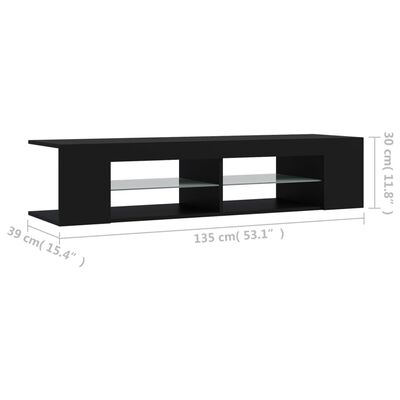 vidaXL TV Cabinet with LED Lights Black 135x39x30 cm