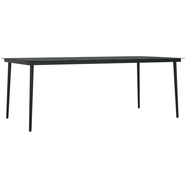 vidaXL Garden Dining Table Black 200x100x74 cm Steel and Glass