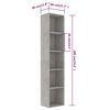 vidaXL Book Cabinet Concrete Grey 40x30x189 cm Engineered Wood