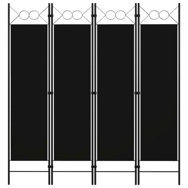 vidaXL 4-Panel Room Divider Black 160x180 cm
