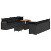vidaXL Garden Sofa Set 12 pcs 10-Seater Black Poly Rattan
