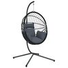 vidaXL Hanging Egg Chair with Stand Anthracite Rattan and Steel